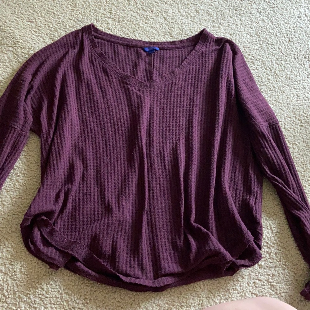 Maroon waffle long sleeved shirt